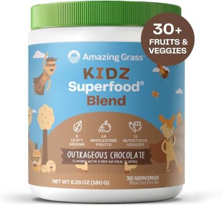 Amazing Grass Kidz Superfood Organic Greens, Fruits, Veggies, Beet Root Powder & Probiotics